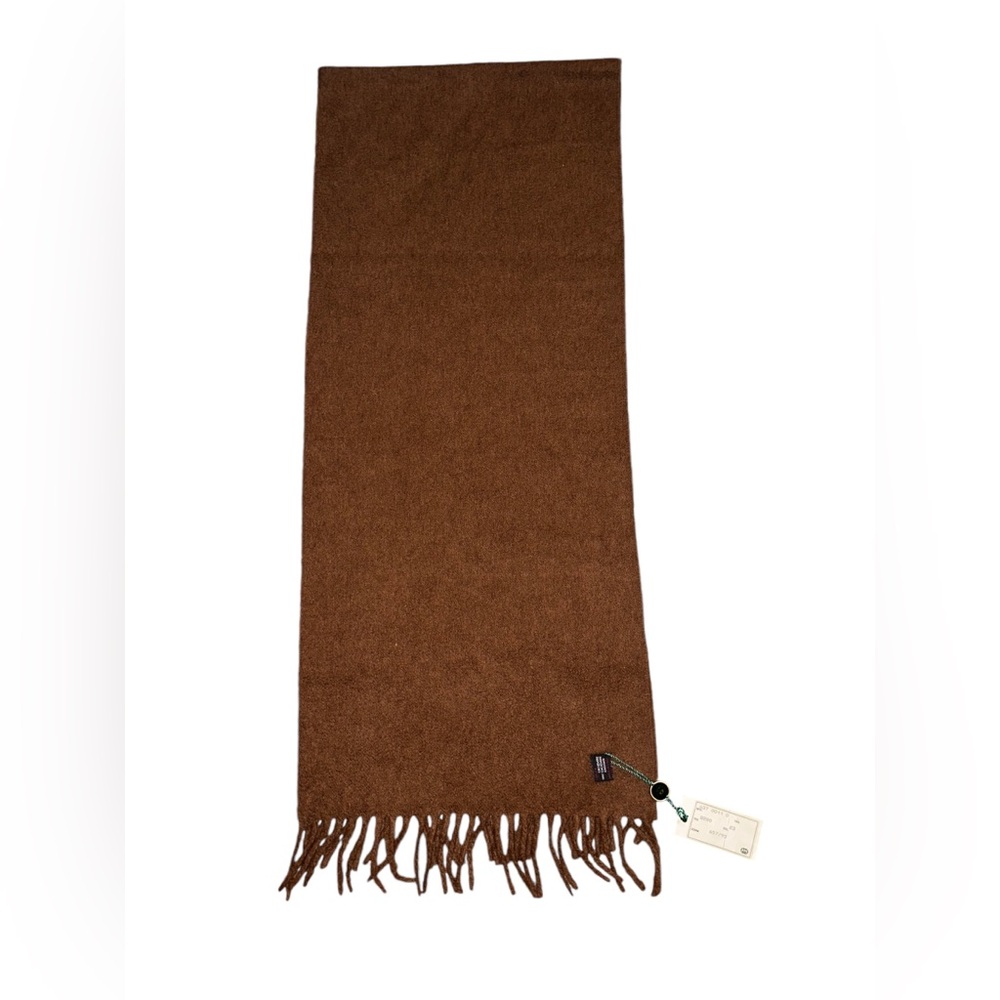 GUCCI NWT VINTAGE 100% CASHMERE CHOCOLATE BROWN SCARF W/COA 62 L x 12 W MSRP$900 - Picture 4 of 13